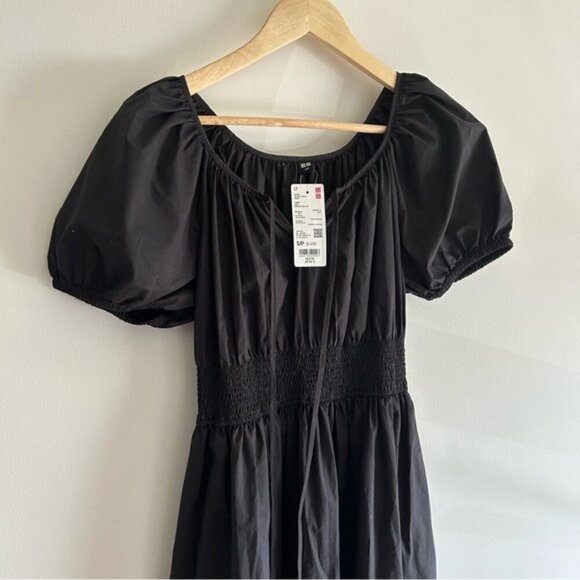 Uniqlo Black Volume Midi Dress Rushed - Picture 5 of 8